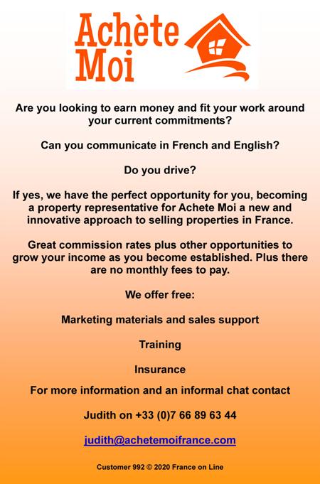 Achete Moi,French,English,estate agency,earn money,speak French,speak English,property representatives,commission